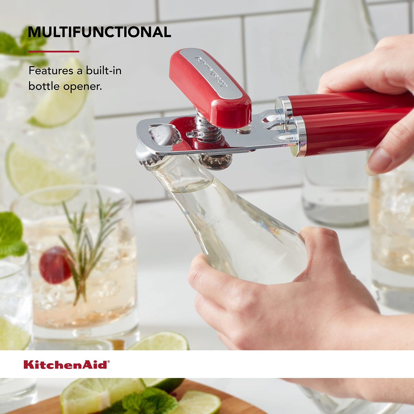 KitchenAid KO199OHERA - Abrelatas multifunción gourmet, talla única, color rojo mate