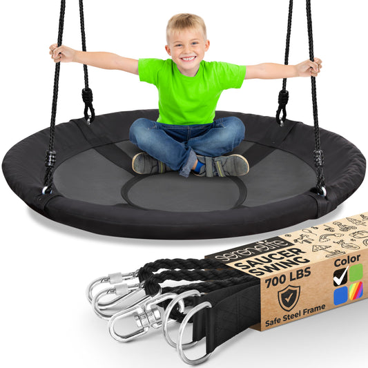 Columpio de Platillo SereneLife Negro con Kit Giratorio para niños