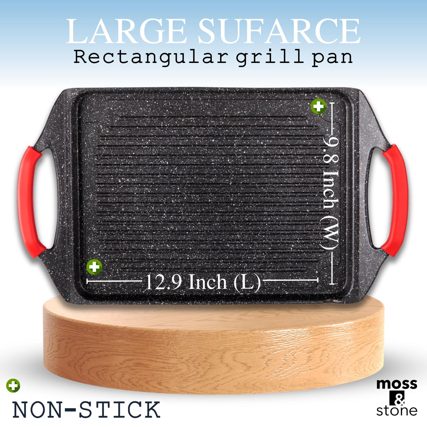 Parrilla de Aluminio Moss & Stone Rectangular Antiadhesiva para Cocina