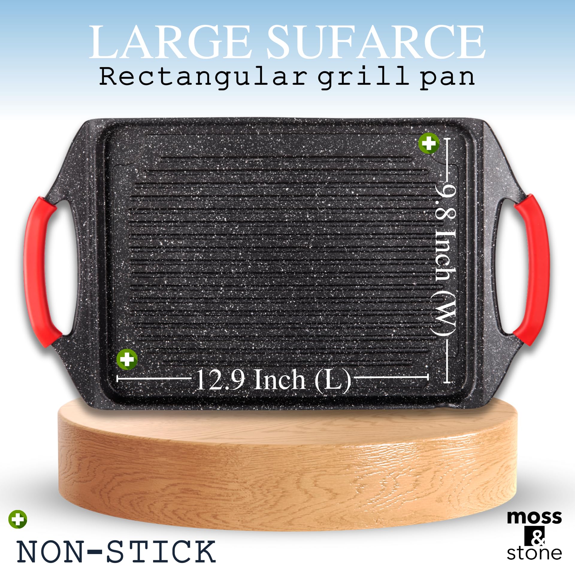 Parrilla de Aluminio Moss & Stone Rectangular Antiadhesiva para Cocina
