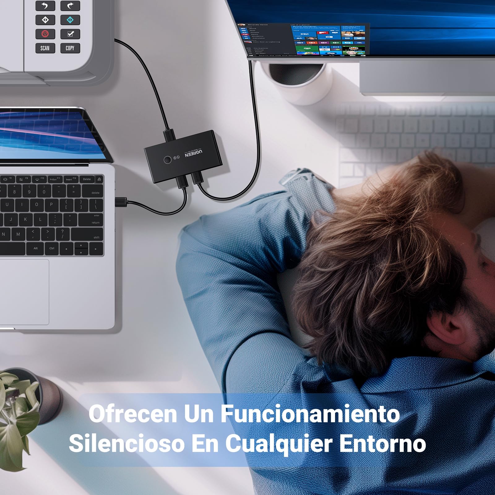 Selector USB 2.0 UGREEN Negro 2 Entradas 4 Salidas para Compartir Dispositivos