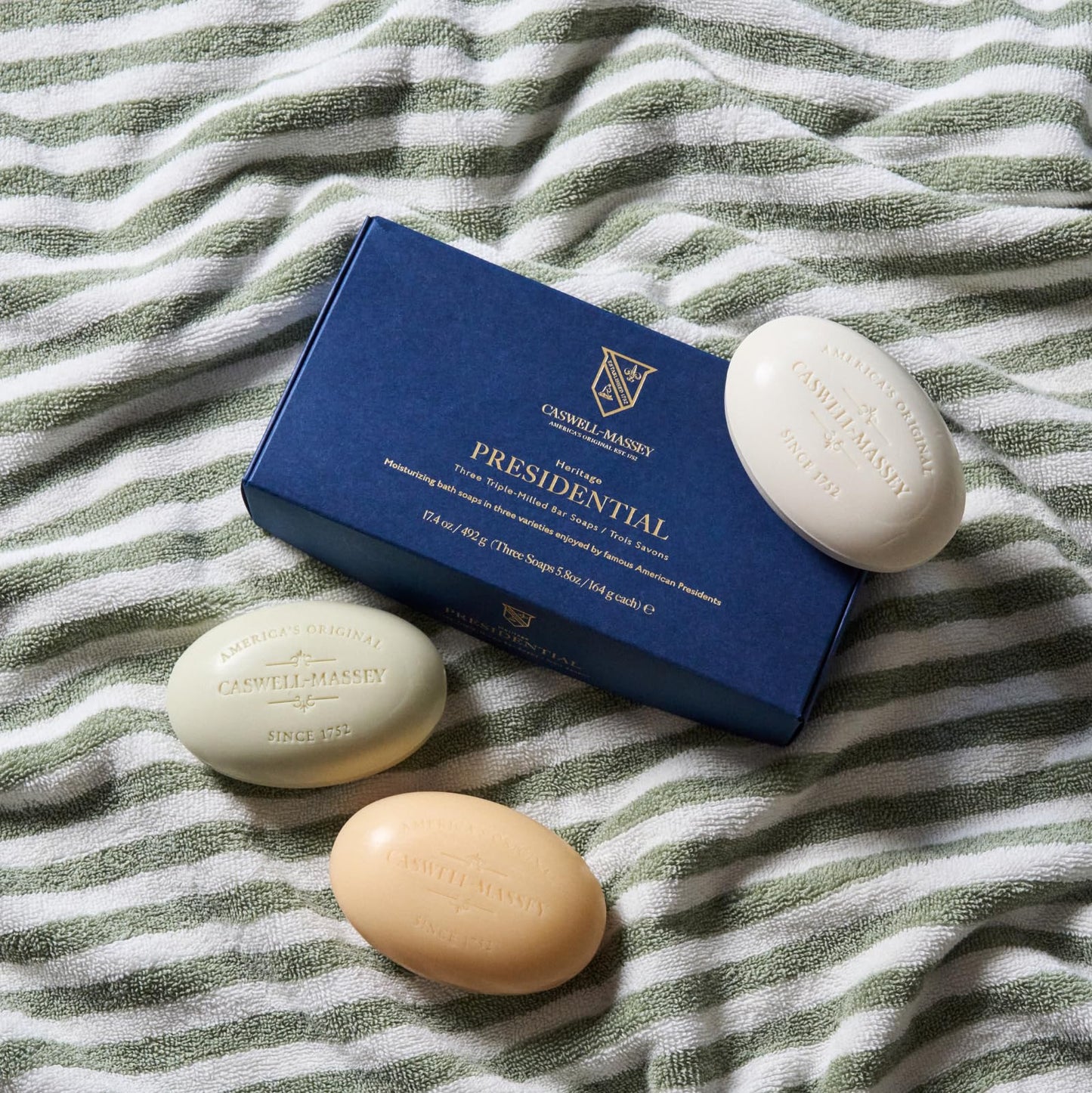 Caswell-Massey Triple Milled Luxury Bath Soap Presidential Collection – 3 Assorted Fragrances - 5.8 Ounces Each, 3 Bars