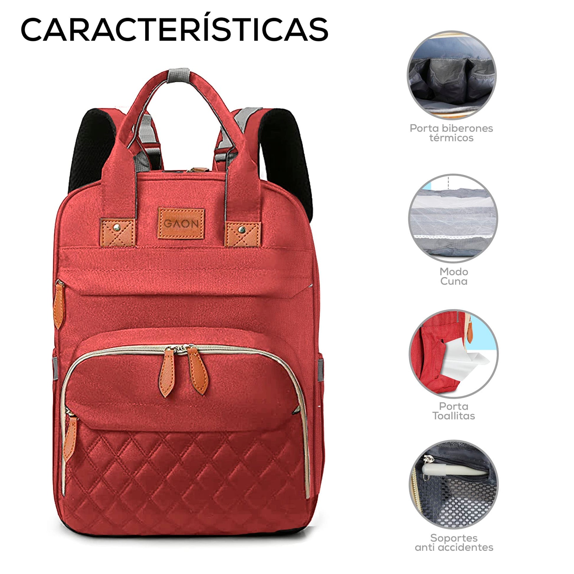 Mochila Pañalera Multifuncional de Gran Capacidad para Bebe | Cuna Convertible Impermeable con Cambiador Plegable … (Rojo.)-#11001000141301010502#