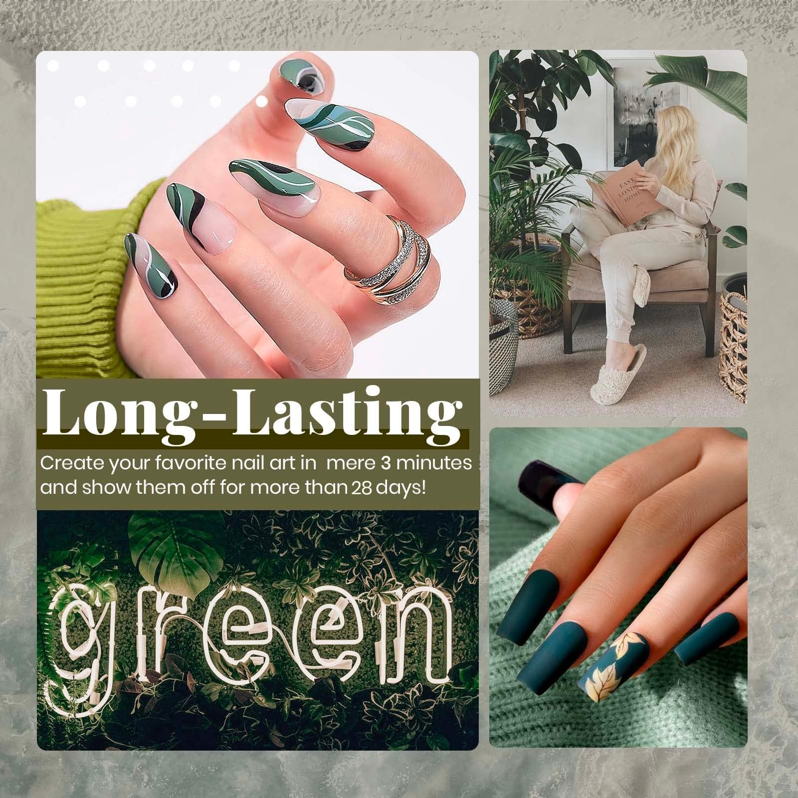 Beetles Blue Green Gel Nail Polish Set - 6 Colors Misty Gray Dark Green Gel Polish Kit Baby Blue Nail Gel Polish Soak Off UV LED Gel Nail Kit Vanish Manicure DIY Home Chrismas Gifts Box