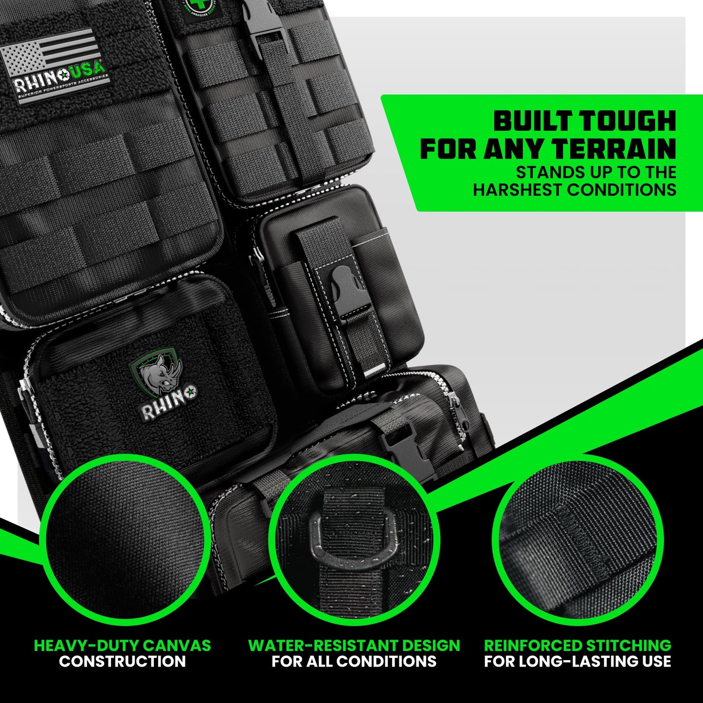 Rhino USA Organizador Táctico para Asiento - Almacenaje Molle Militar