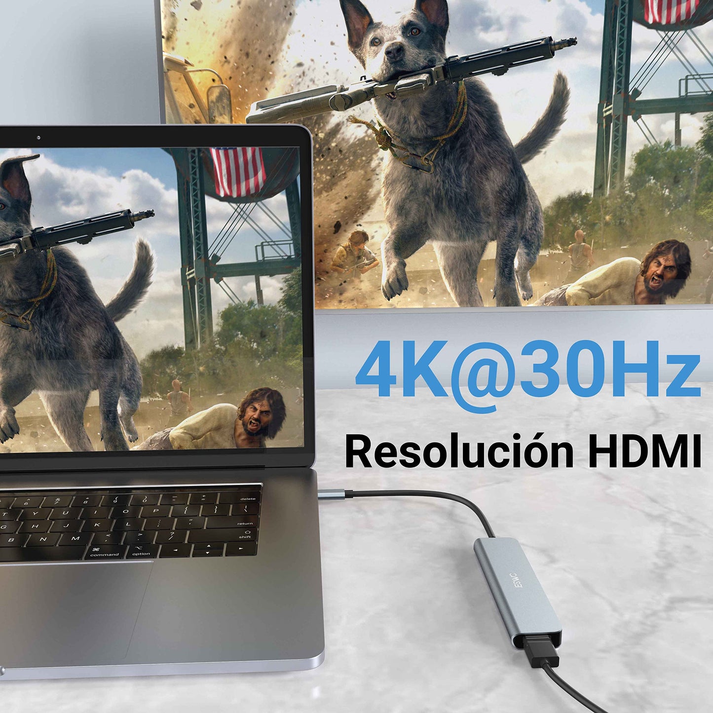 JESWO USB C HUB, 6 en 1 Adaptador Multipuerto USB C a HDMI 4K, USB 3.0, 3*USB 2.0, USB C 100W PD Carga, OTG Tipo C Compatible con MacBook, MacBook Pro, Macbook Air, DELL, Surface etc.