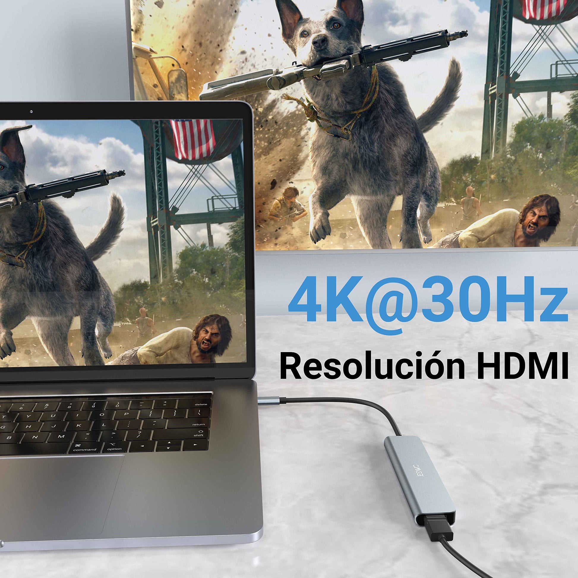 JESWO USB C HUB, 6 en 1 Adaptador Multipuerto USB C a HDMI 4K, USB 3.0, 3*USB 2.0, USB C 100W PD Carga, OTG Tipo C Compatible con MacBook, MacBook Pro, Macbook Air, DELL, Surface etc.