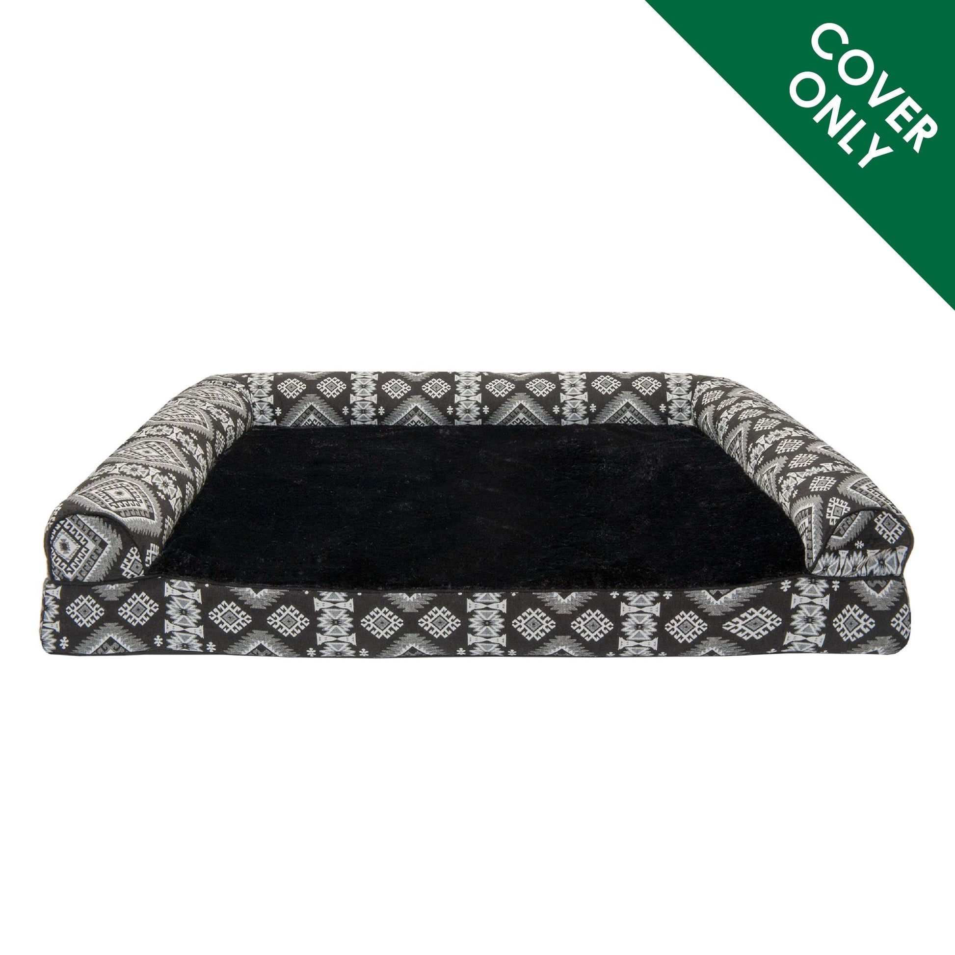 Furhaven Funda de Cama de Repuesto para Mascotas, Estilo sofá, decoración del suroeste, Lavable, medallón Negro, tamaño Jumbo (XL)