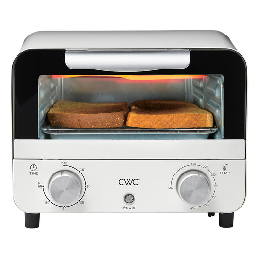Cocinar con color mini horno tostador: 600 W de potencia, temporizador de precisión, apagado automático y delicias culinarias de hasta 450 grados, crema