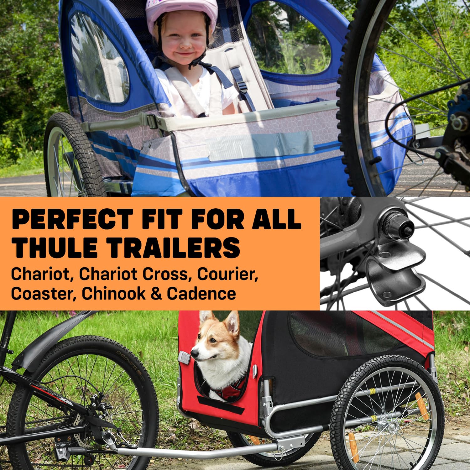 Enganche de Remolque para Bicicleta Thule Negro Reemplazo Ideal para Remolques