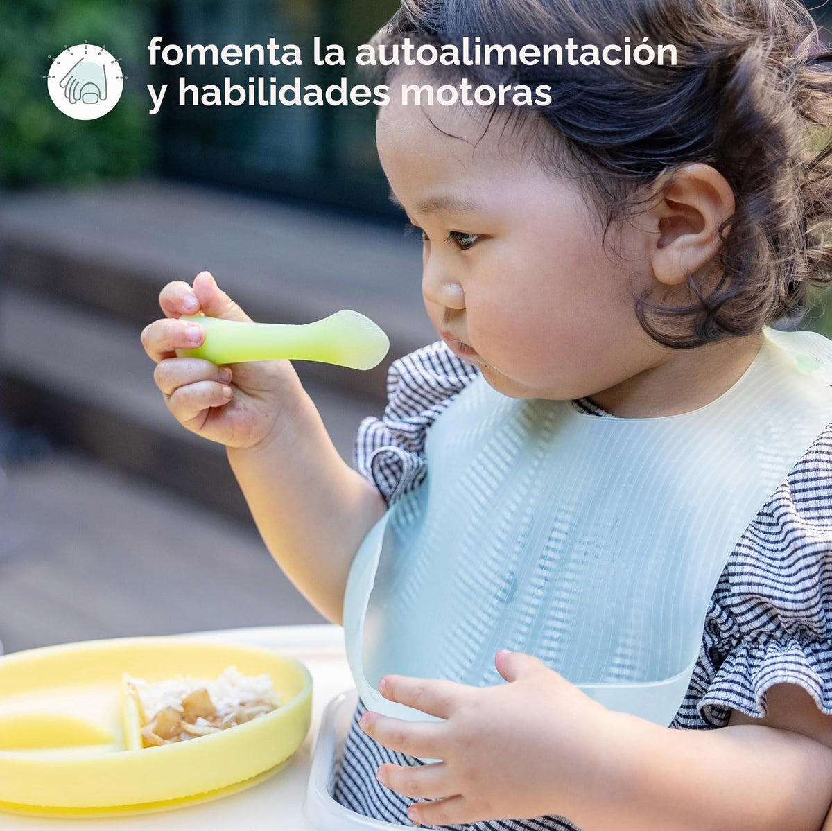 Olababy Cuchara de Entrenamiento de Punta Suave 100% Silicona para Destete Dirigido por el Bebé, Paquete de 2 (Kiwi/Arándano)