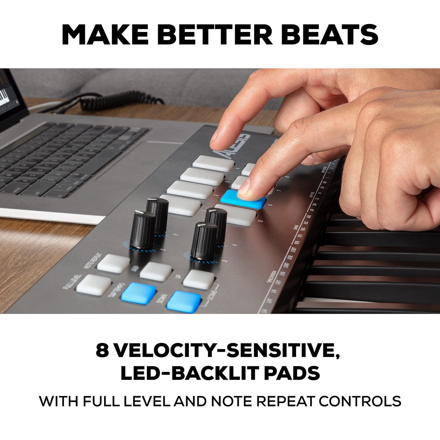 Alesis V25 MKII - Teclado Controlador MIDI USB, 25 teclas sensibles a la velocidad, 8 Pads con Full Level, Arpegiador, Rueda Pitch/Mod, Note Repeat y Suite de software