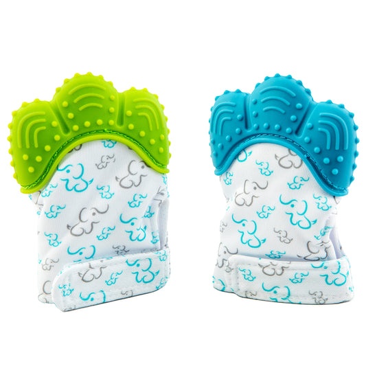 Guantes de Silicón PAPU BABY Azul Gris Dentición para Niño