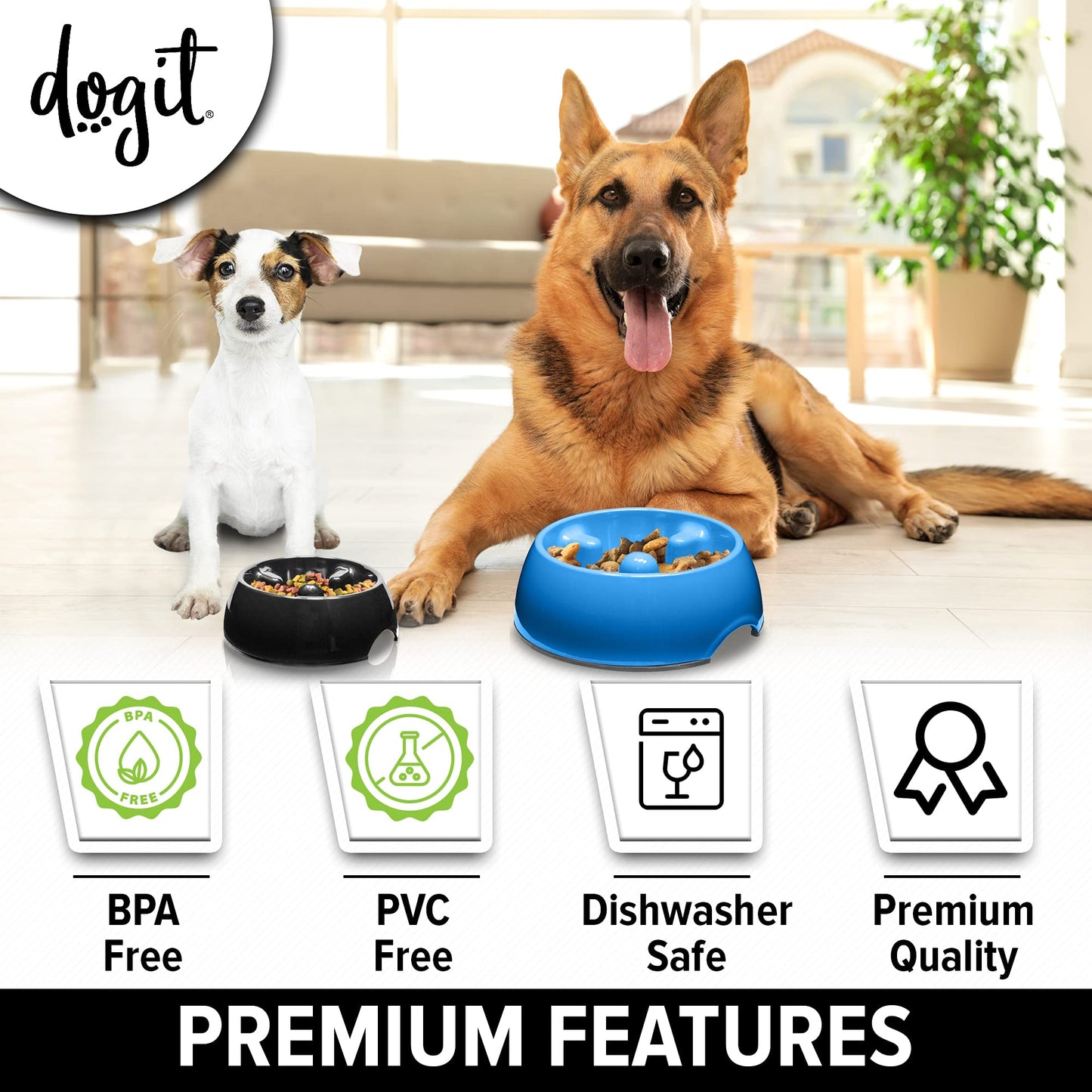 Comedero Lento Dogit Azul Anti-Gulping para Perros M