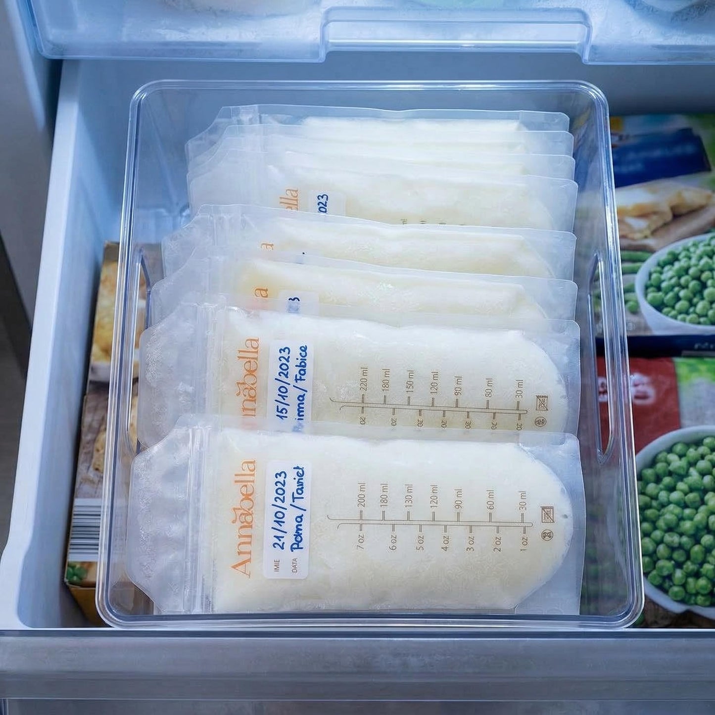 Annabella - 50 bolsas de almacenamiento de leche materna sin BPA, bolsas de leche de 200 ml para almacenamiento de leche materna, bolsas de almacenamiento de leche materna, bolsas de almacenamiento de