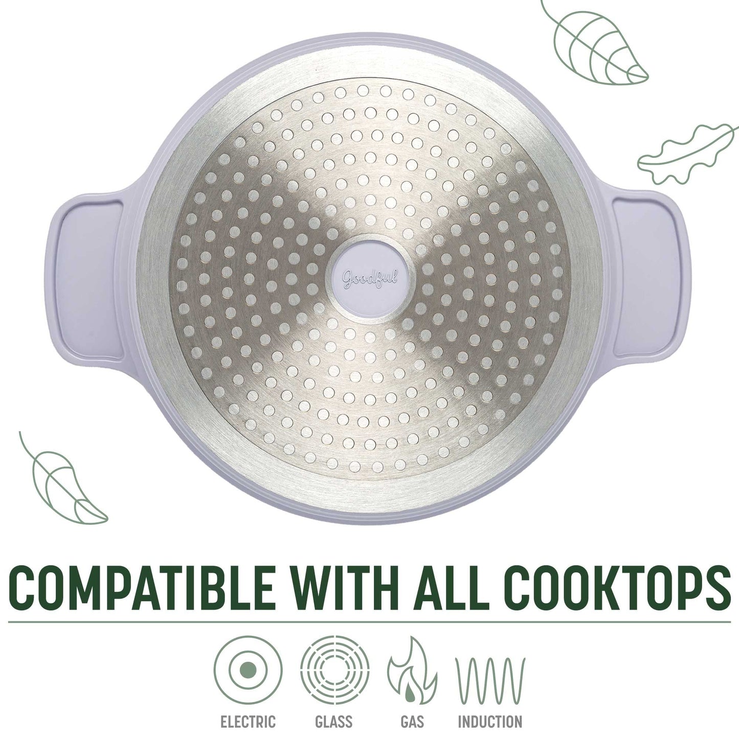 Goodful - Olla todo en uno, antiadherente de revestimiento múltiple, horno holandés fundido de alto rendimiento con tapa a juego, estante para asar y volteador, hecha sin PFOA, utensilios de cocina