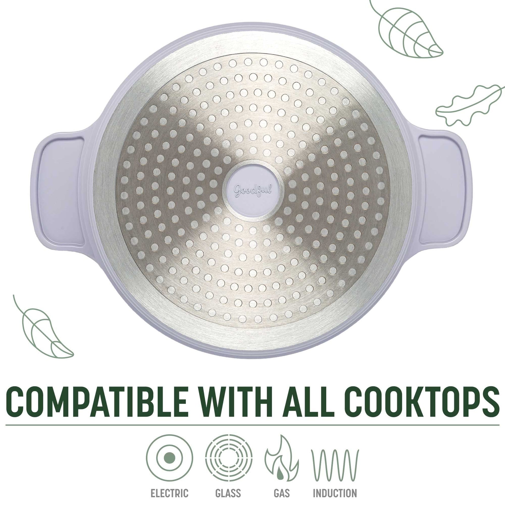 Goodful - Olla todo en uno, antiadherente de revestimiento múltiple, horno holandés fundido de alto rendimiento con tapa a juego, estante para asar y volteador, hecha sin PFOA, utensilios de cocina