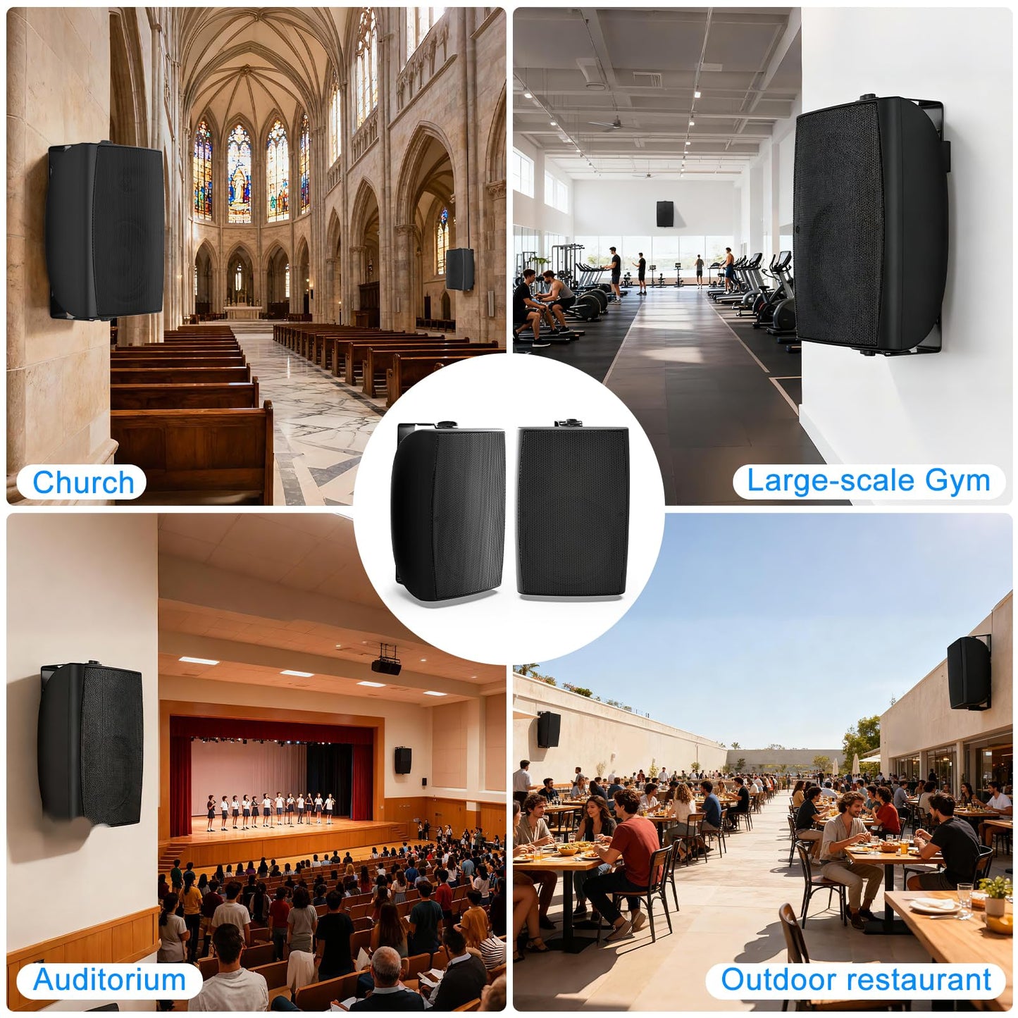 Herdio 8 pulgadas 600 W - Altavoces pasivos impermeables con cable con graves potentes, montaje en pared, sistema de sonido fuerte duradero, adecuado para patio, jardín, porche, patio trasero, cine en