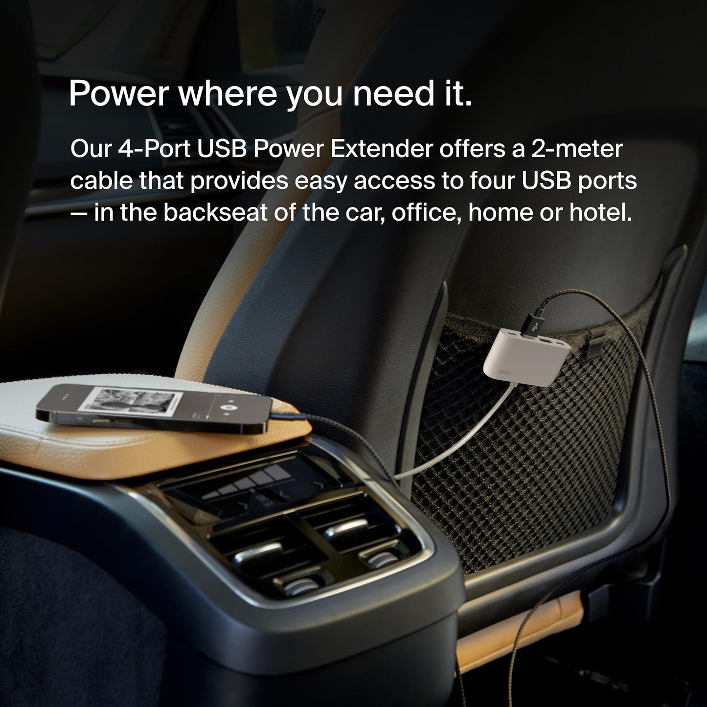 Belkin BoostCharge Extensor de alimentación de 4 Puertos para Apple iPhone 16, iPad, Samsung Galaxy S25, Nintendo Switch 2, Compatible con Conexiones USB-C y USB-A, Color Blanco