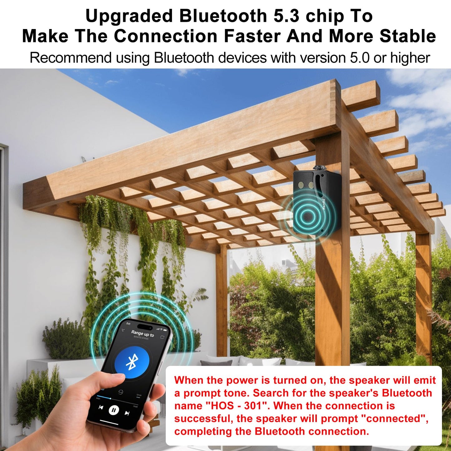 Herdio 3.5 Pulgadas Bluetooth Bocinas para Exterior, 200W Altavoces para Exteriores, Resistente al Agua, Adecuado para el hogar, Patio, Terraza,Patio Trasero (2 Altavoces,Negros)
