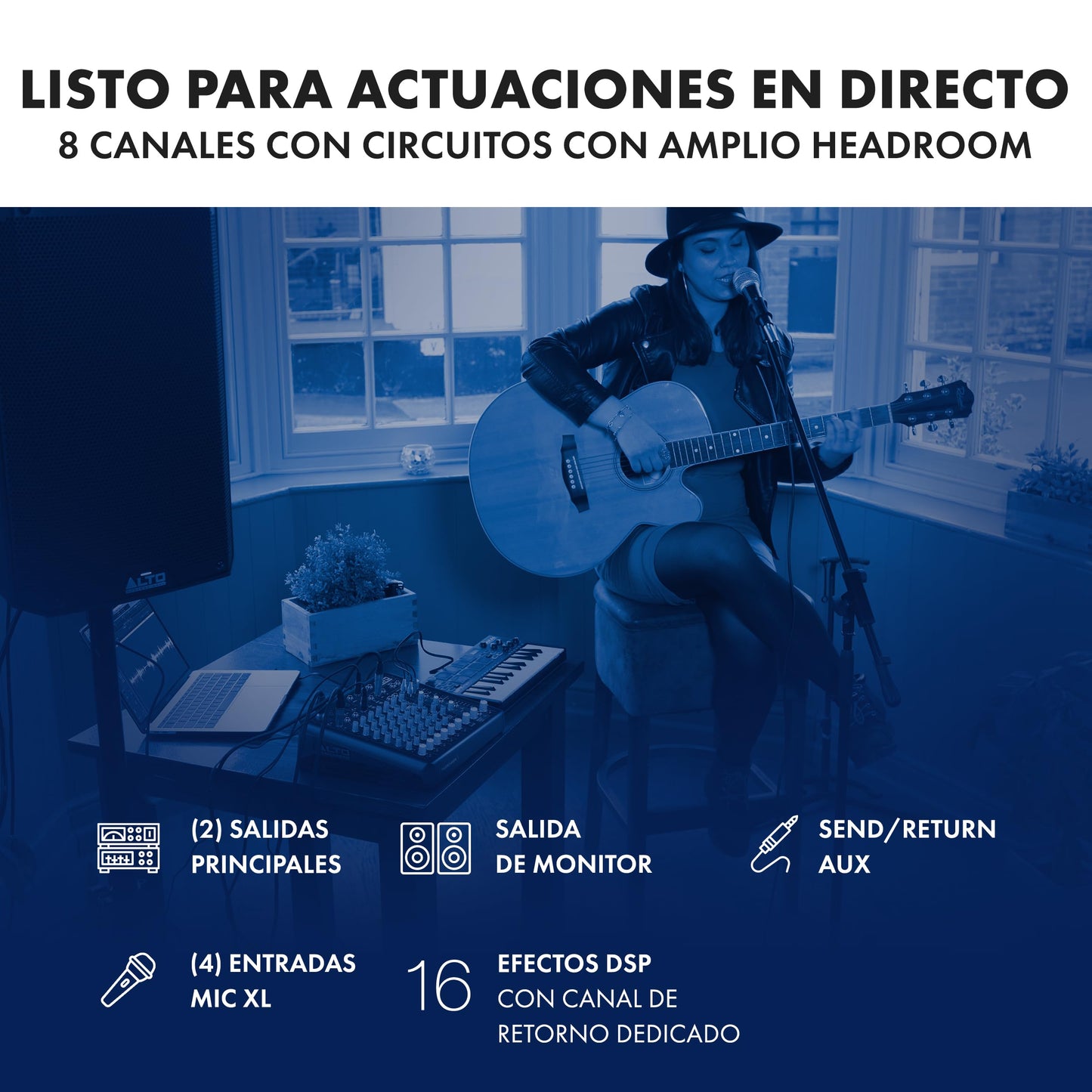 Mezcladora de Audio ALTO TrueMix 800FX Bluetooth para Podcasts y Grabación