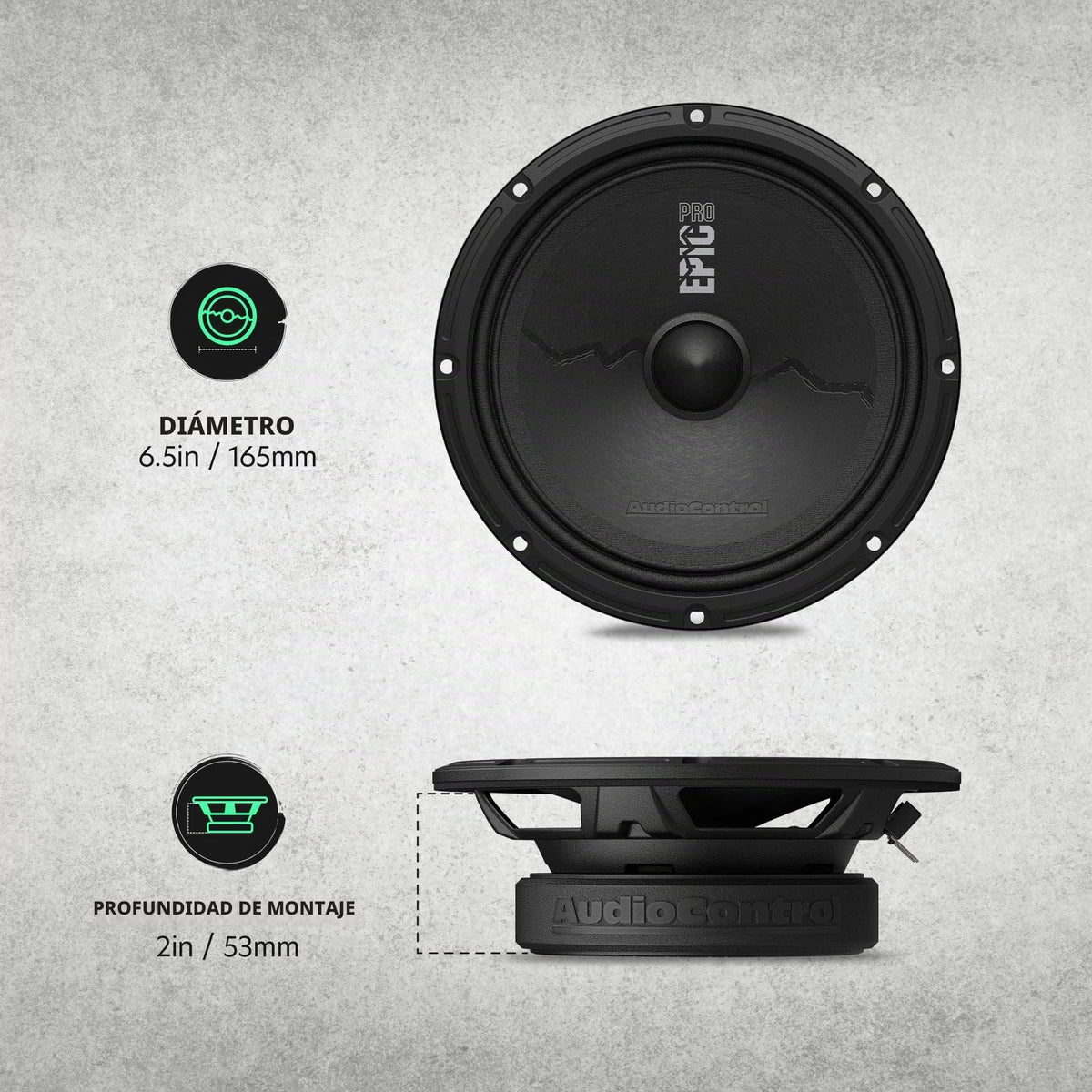 Altavoces Delgados AudioControl EPICPRO6S Negro de 6.5 Pulgadas con 200 W RMS y Montaje Superficial
