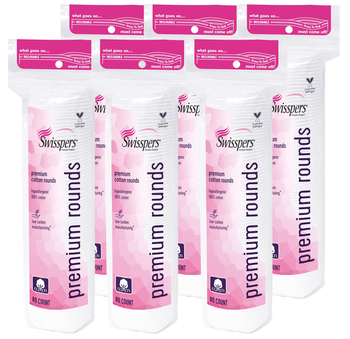 Algodones Desmaquillantes Swisspers Blancos, Paquete de 6