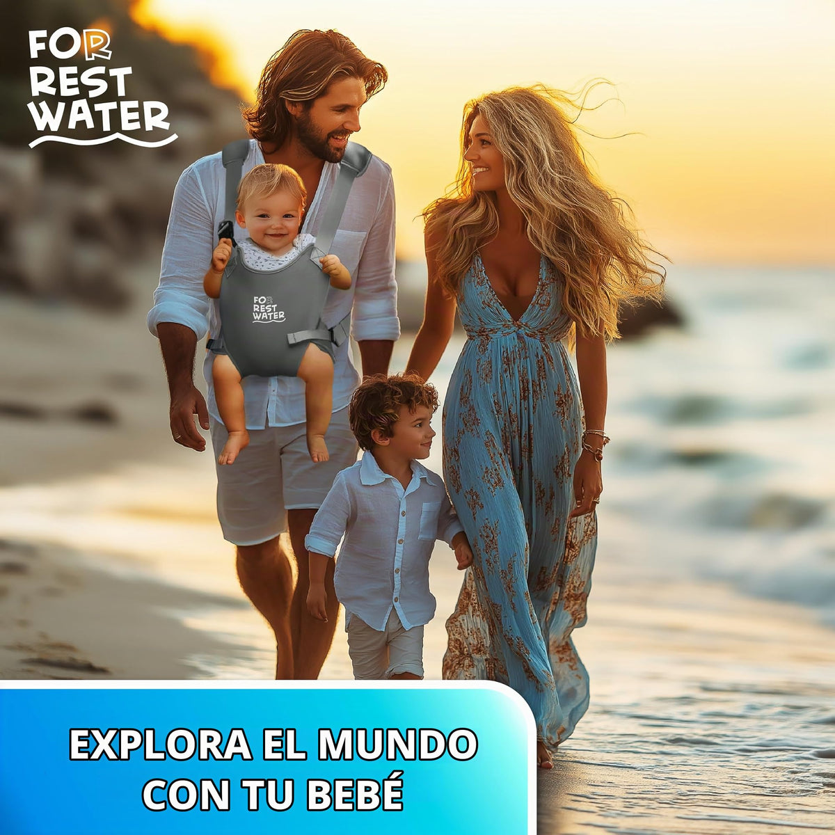 Portabebés de neopreno ergonómico de alta calidad para agua cálida y segura y diversión en la tierra (4-24 meses) – Arnés ajustable para bebés y niños pequeños – Portabebés de verano e invierno (gris)