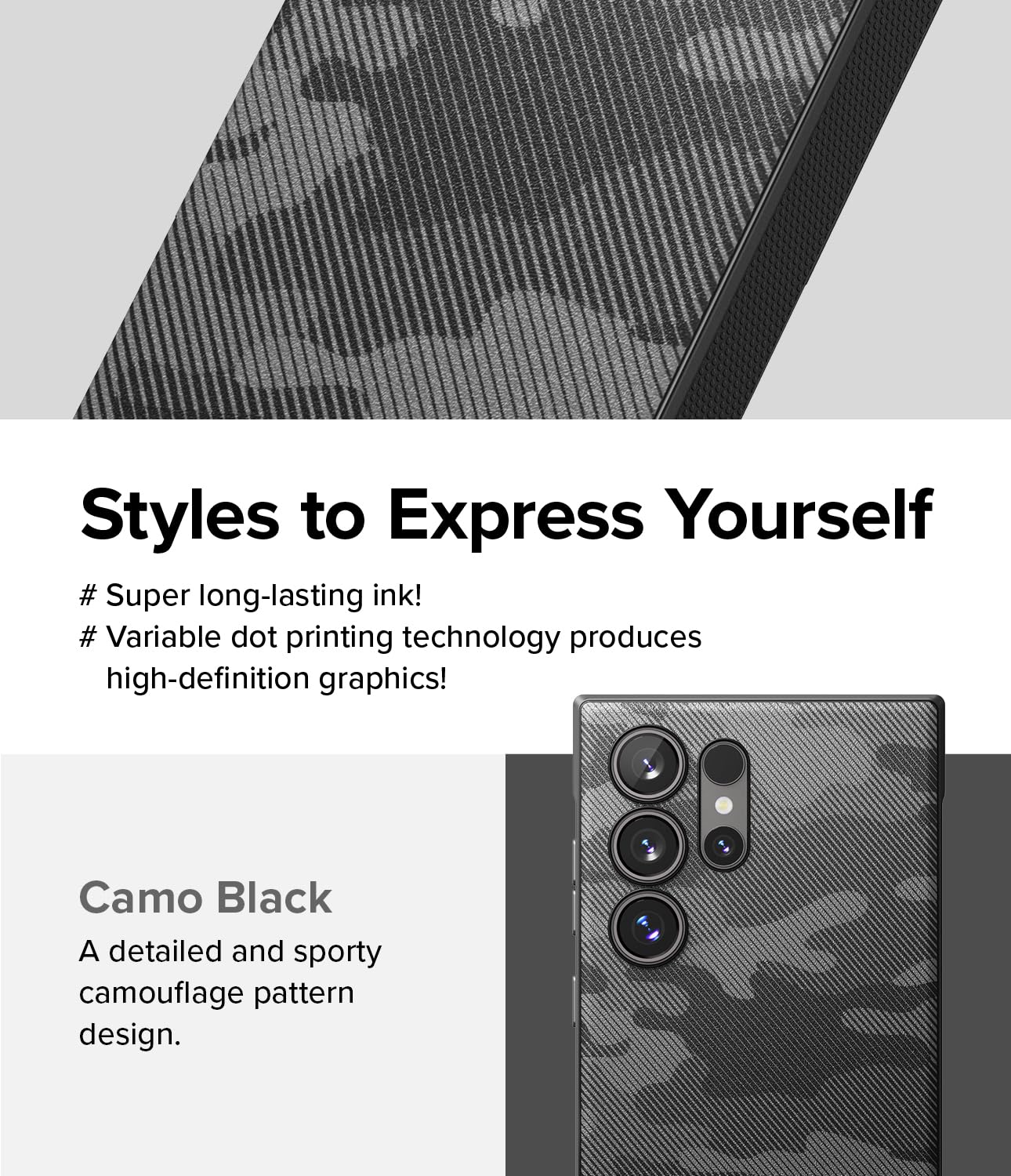 Funda Ringke Onyx Camo Black Antihuellas y Antideslizante para Samsung Galaxy S24 Ultra