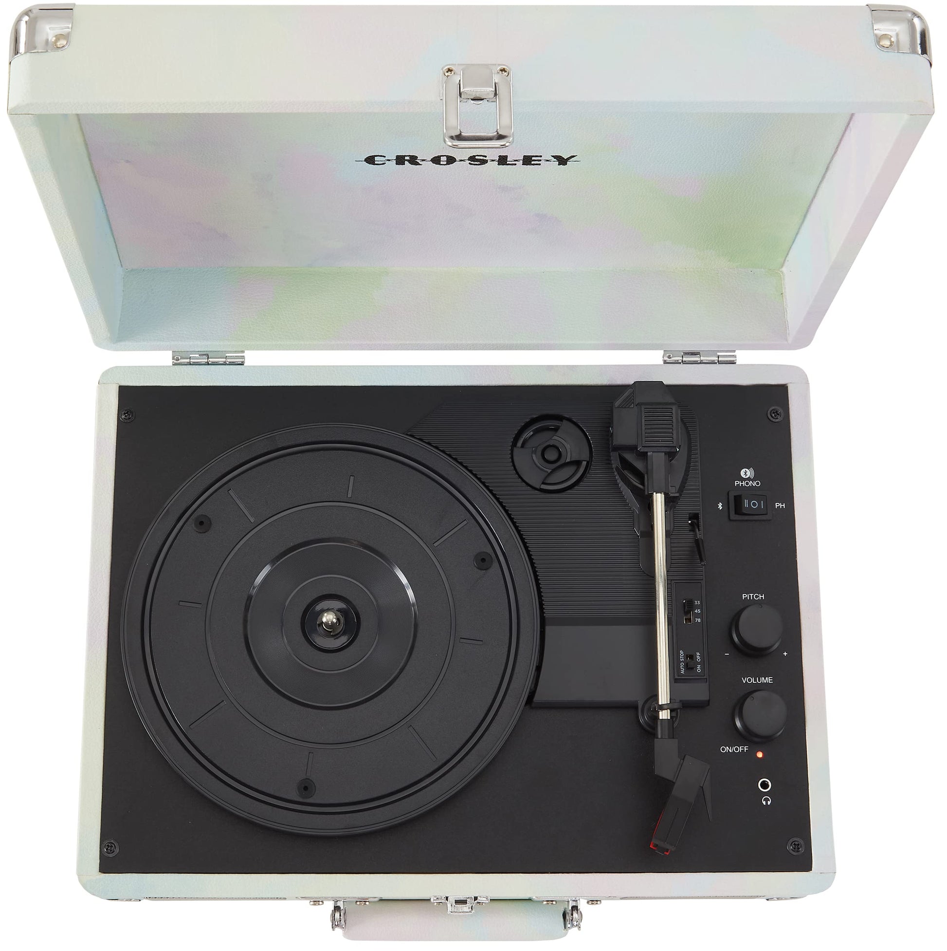 Crosley CR8005F-GW Cruiser Plus clásico 3 velocidades Bluetooth In/out veliz Tocadiscos de Vinilo Tocadiscos Verde Acuarela