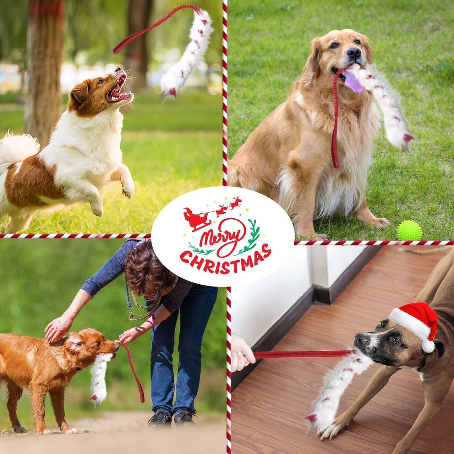 Juguetes de Navidad wodoca Rojo con Cuerda para Perros Grandes y Cachorros Agresivos