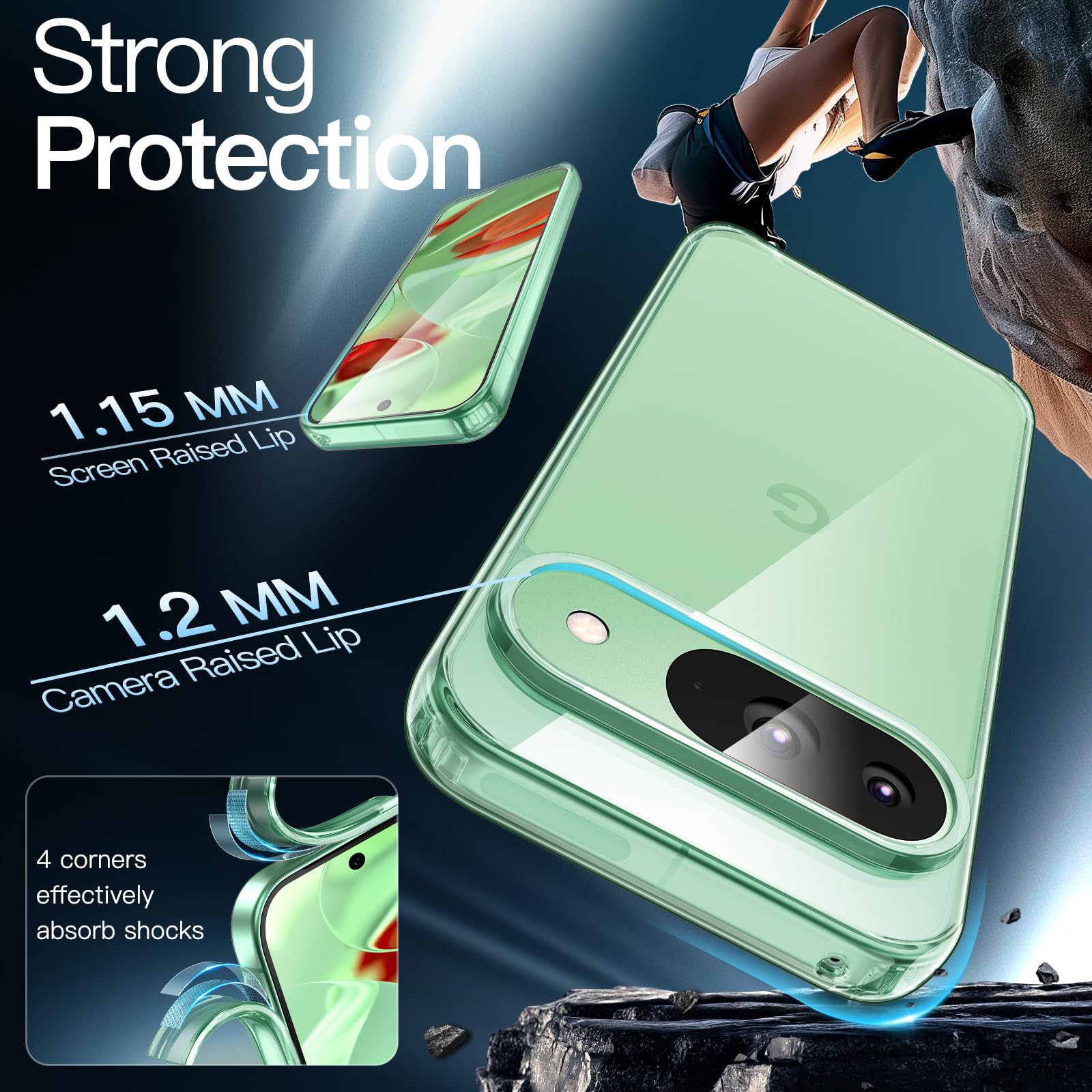JETech Funda para Google Pixel 9/9 Pro 2024, Anti-Amarillo Antigolpes Protectora Carcasa, Antiarañazos PC Duro Respaldo (Verde Pastel)