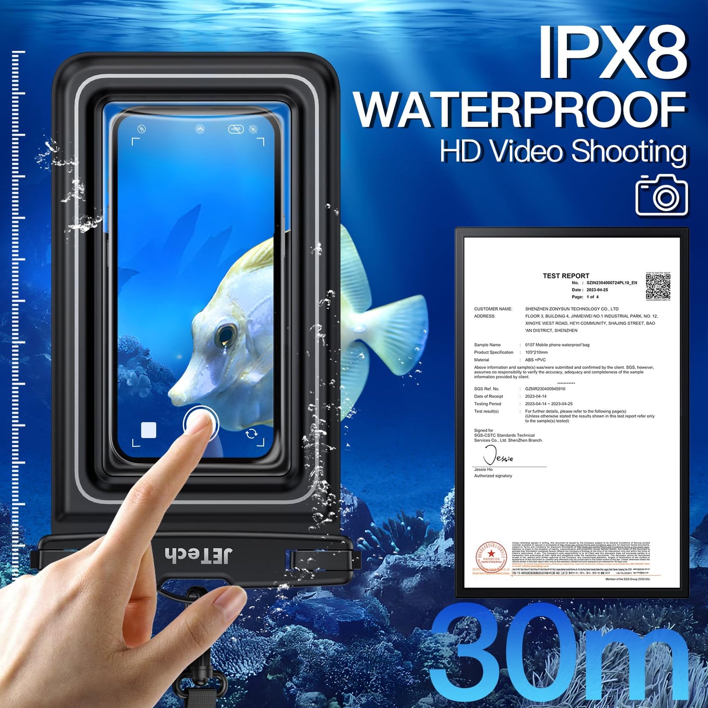 JETech Flotante Bolsa Estanca Móvil, 2 Unidades Funda Impermeable iPhone 16e 16 15 14 Pro MAX Plus, Galaxy S25 S24 S23 Ultra, Pixel 10 Series y Otros hasta 7 Pulgadas, Bolsa Seca IPX8
