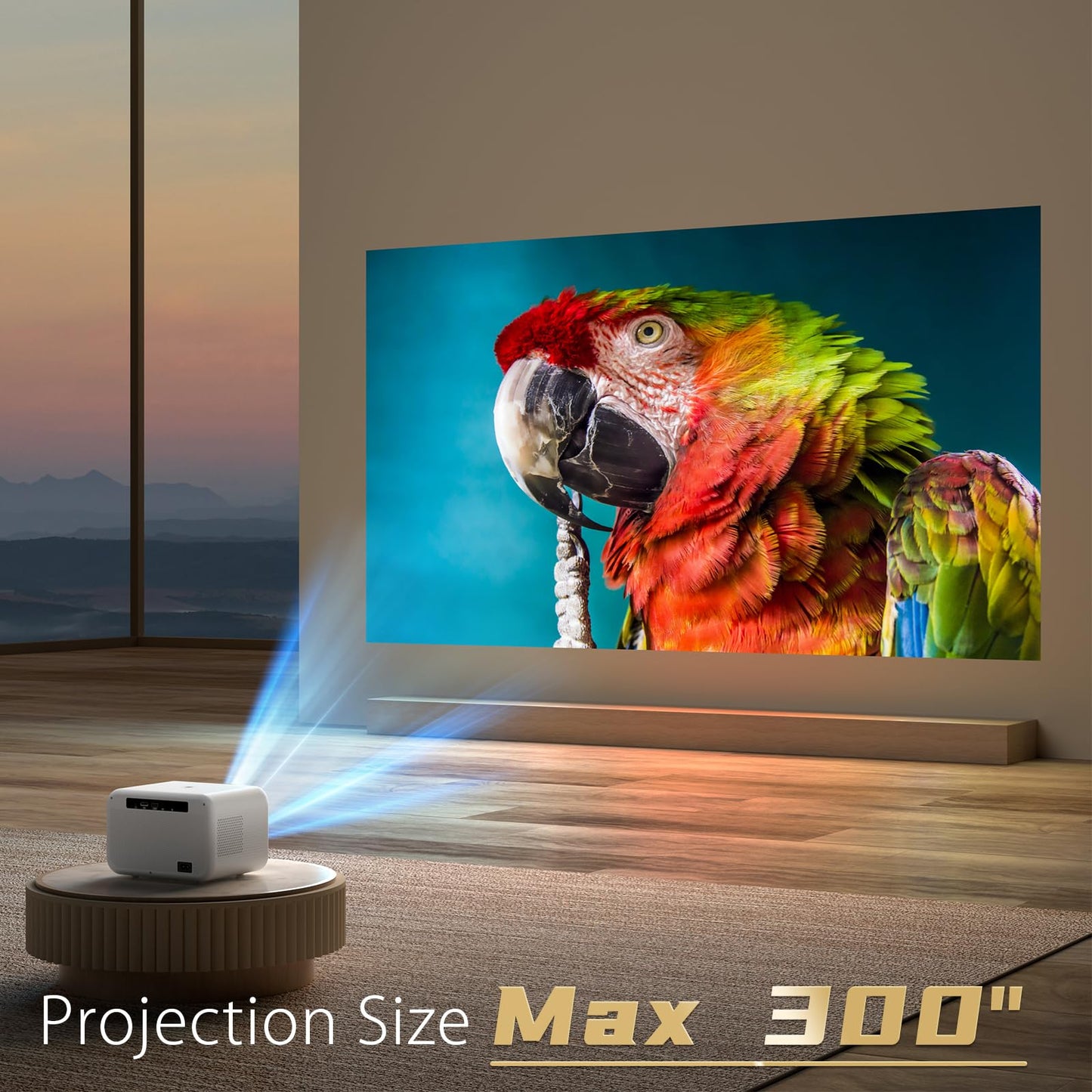Mini Proyector 4K con WiFi y Bluetooth Nativo 20000 LM para Exteriores FHD 1080P máx. 300 Pulgadas Compatible con TV Stick, HDMI, USB, AV y PS4