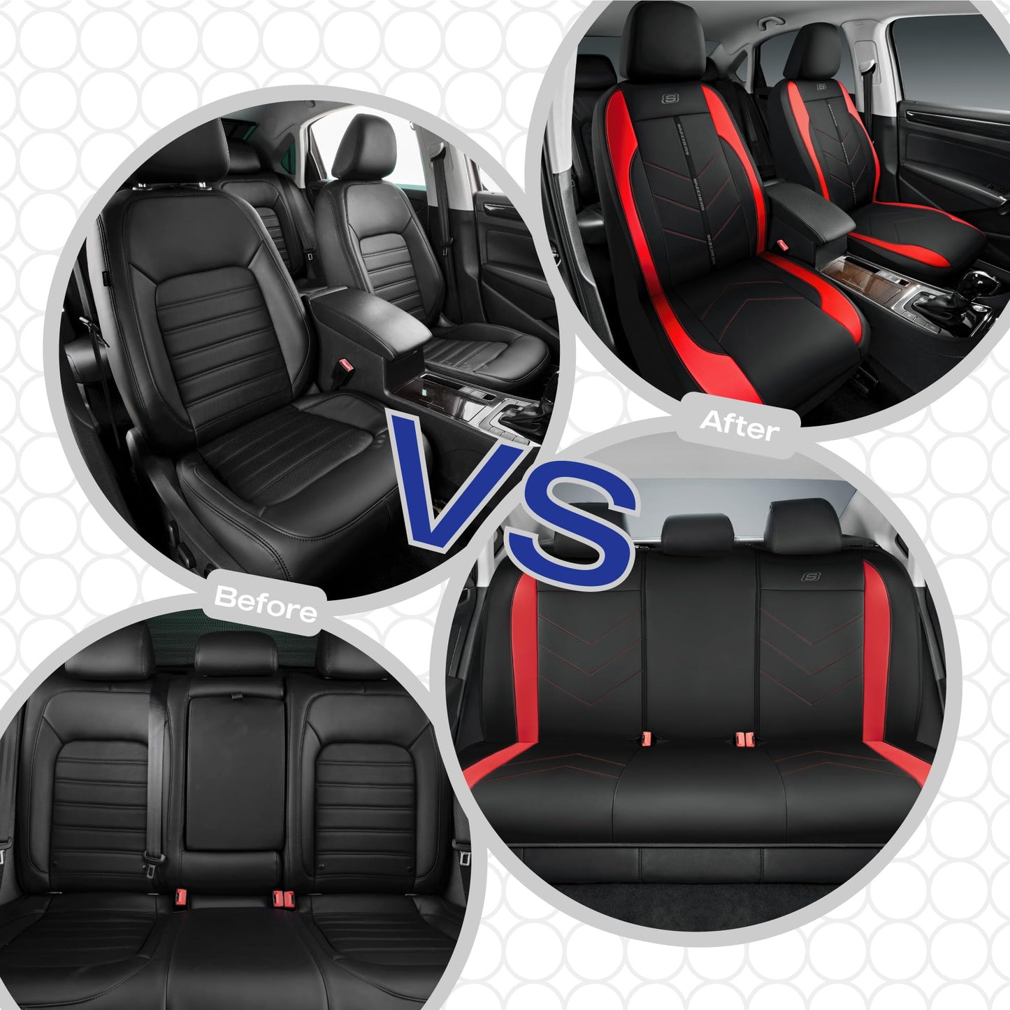 Skechers Fundas para Asientos de Coche, Fundas de Asiento de Piel Sintética de Lujo, Protector de Asiento de Coche Impermeable Antideslizante para Asientos Delanteros, Accesorios para Coche