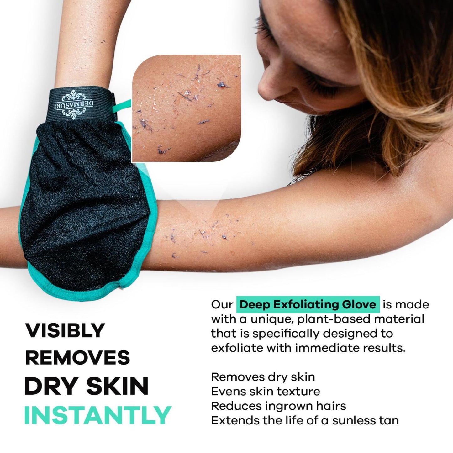 Dermasuri Deep Exfoliating Mitt Body Scrub - Exfoliating Glove Body Scrubber & Skin Cleanser - Body Scrub Gloves for Women & Men - Skin Exfoliator for Body Tool Remover of Dead & Dry Skin Pack of 2