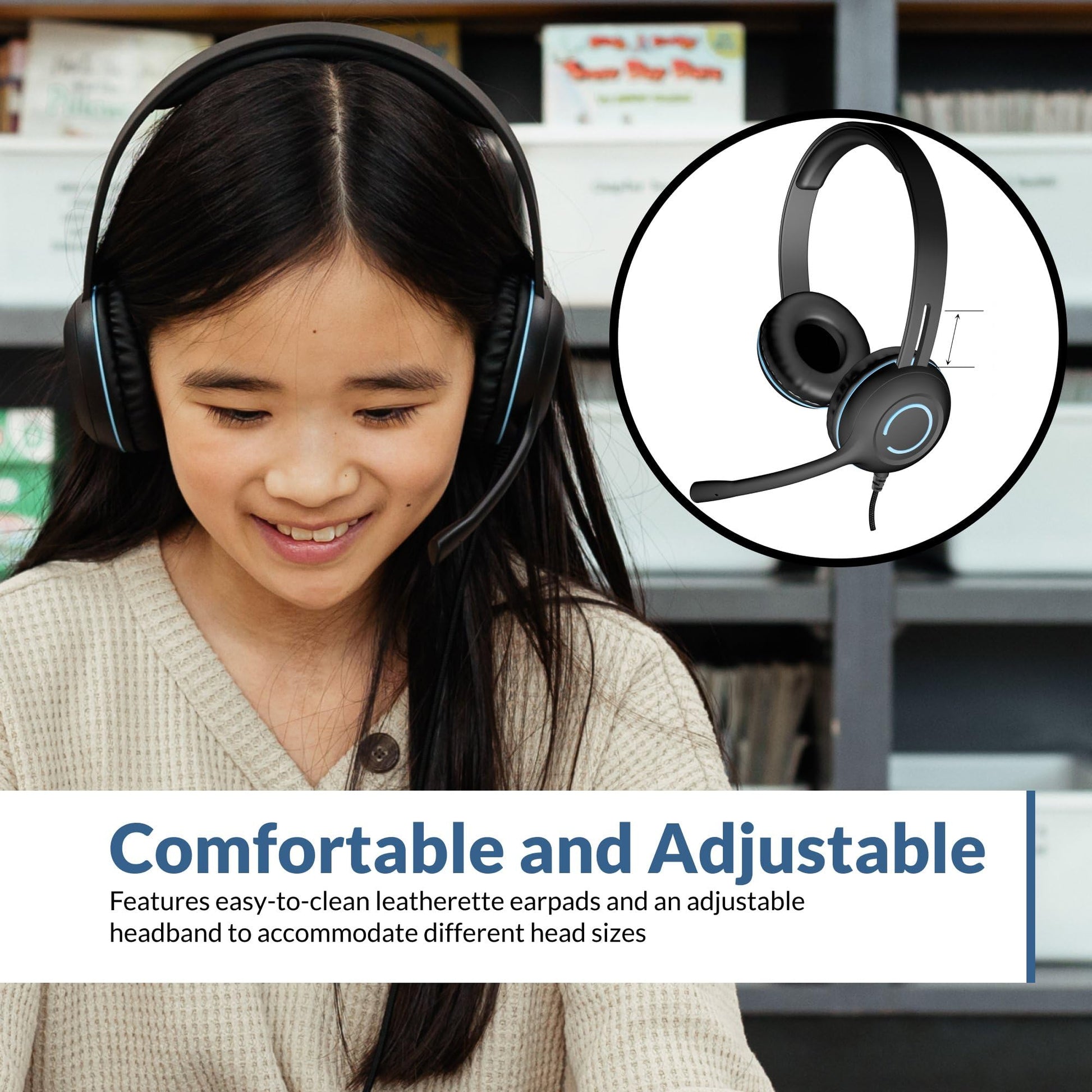 Cyber Acoustics AC5002 auricular con micrófono Biauricular Diadema Negro, Azul - Auriculares con micrófono (PC/Juegos, Biauricular, Diadema, Negro, Azul, Alámbrico, Supraaural)
