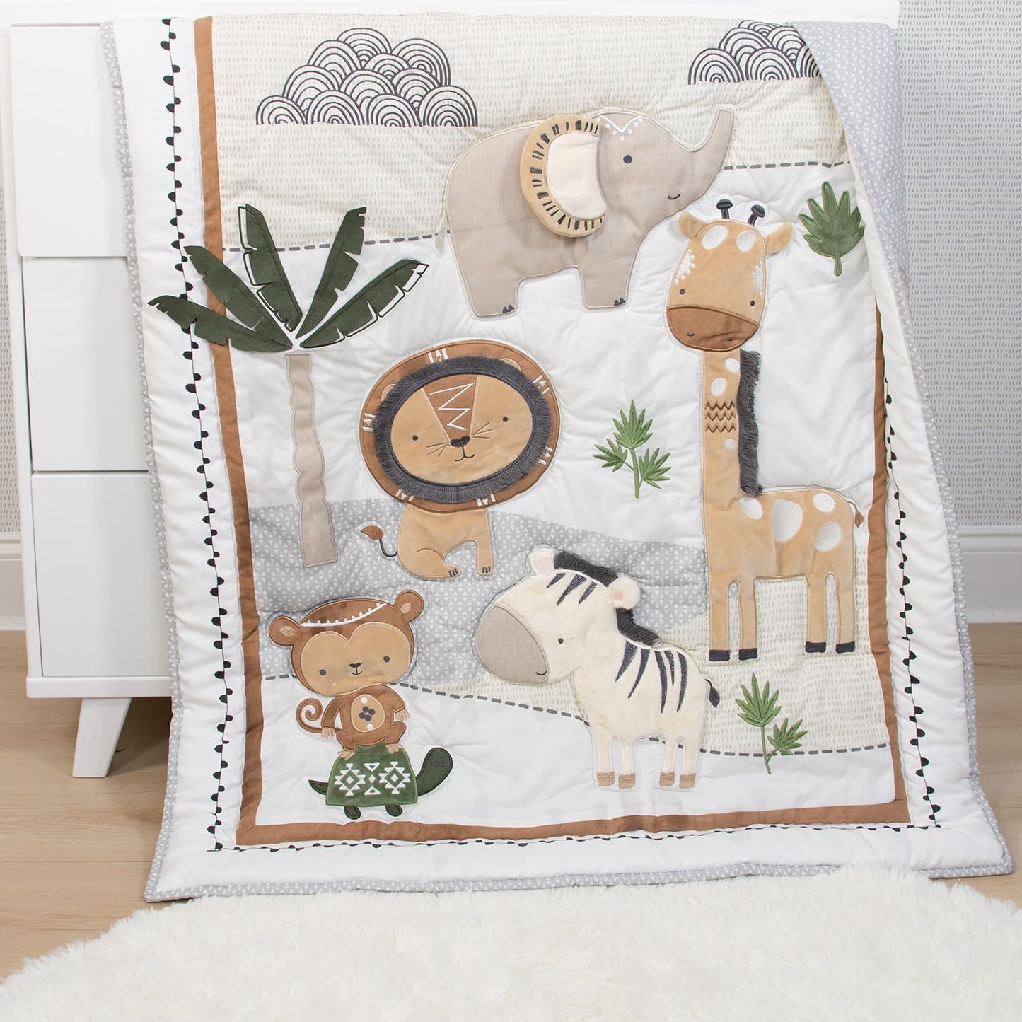 The Peanutshell - Juego de cama de 4 piezas de algodón orgánico para niños y niñas, juego de cama de bebé recién nacido, bebé y niño pequeño, decoración con dos sábanas de cuna, edredón con volantes y