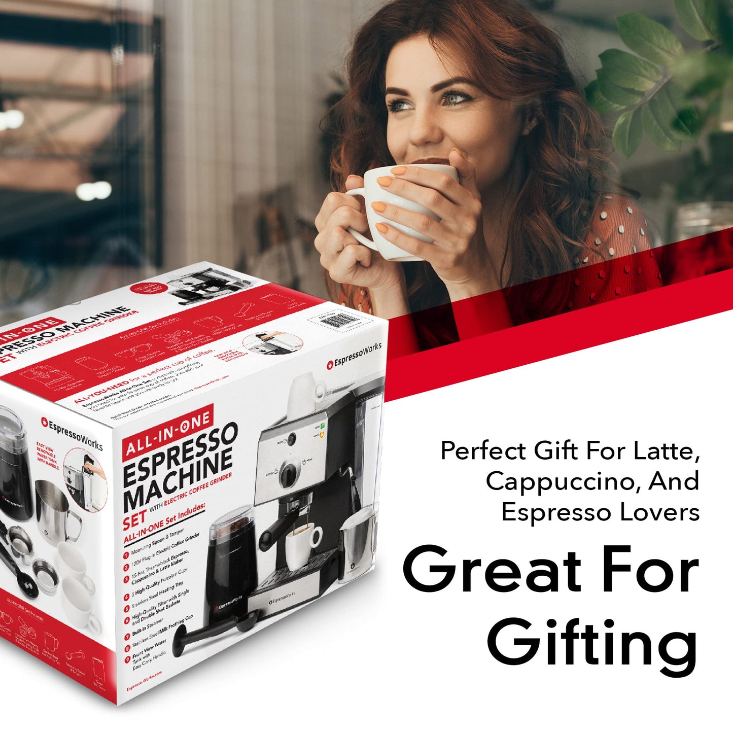 Máquina de Espresso y Cappuccino Barista Empaque Completo EspressoWorks Acero Inoxidable