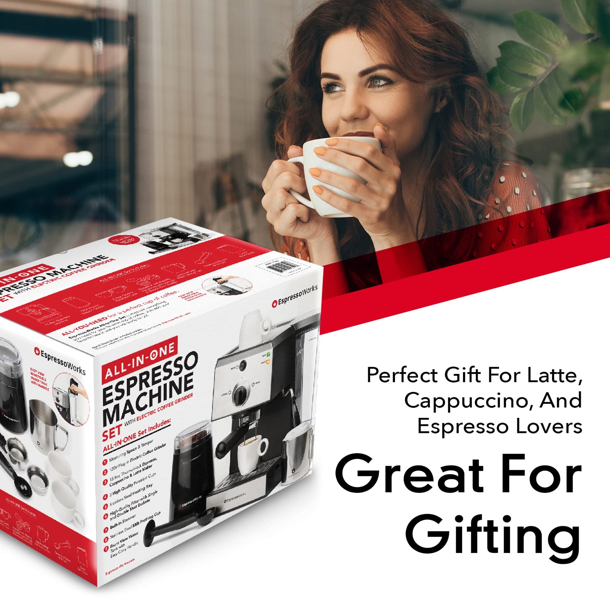 Máquina de Espresso y Cappuccino Barista Empaque Completo EspressoWorks Acero Inoxidable