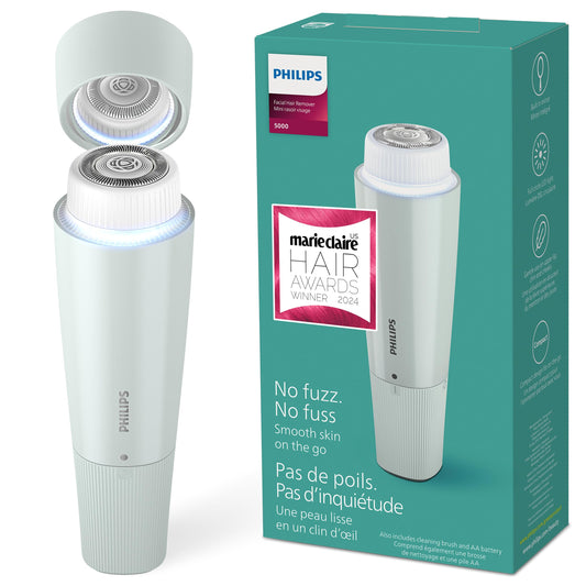 Philips Beauty Series 5000 Electric Facial Hair Remover for Women, Cordless & Compact, Wide Hypollergenic Head, Gentle & Quick Hair Removal Easy Finishing Touch Ups, BRR474/00