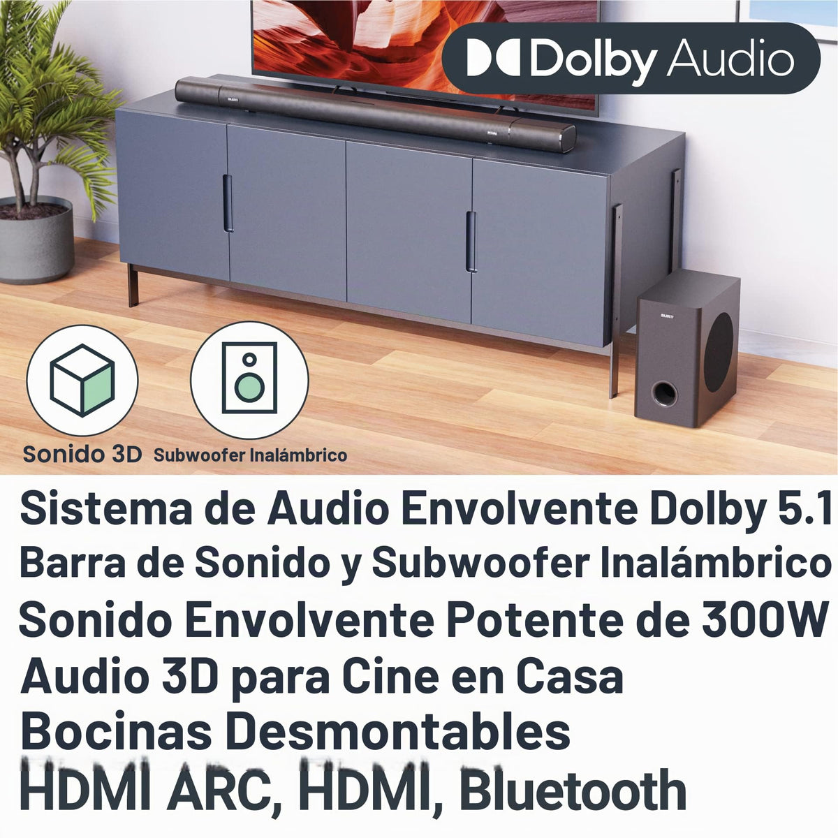Sistema de Audio 5.1 Majority Everest Negro con Sonido Envolvente y Dolby Audio para el Hogar