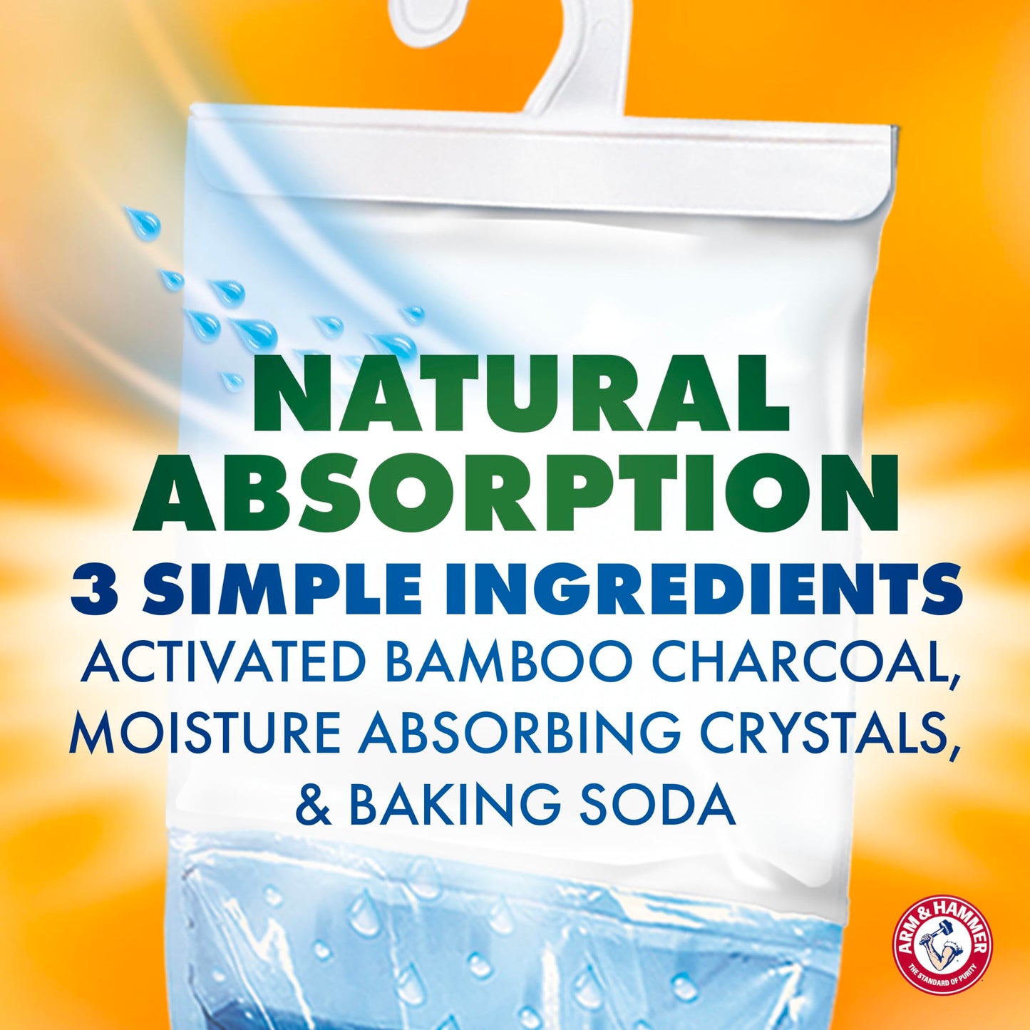 Arm & Hammer Essentials - Amortiguador de humedad y eliminador de olores, 17 onzas, paquete de 3, sin fragancia, absorbentes de humedad para armarios, lavaderos y dormitorios, frescura duradera