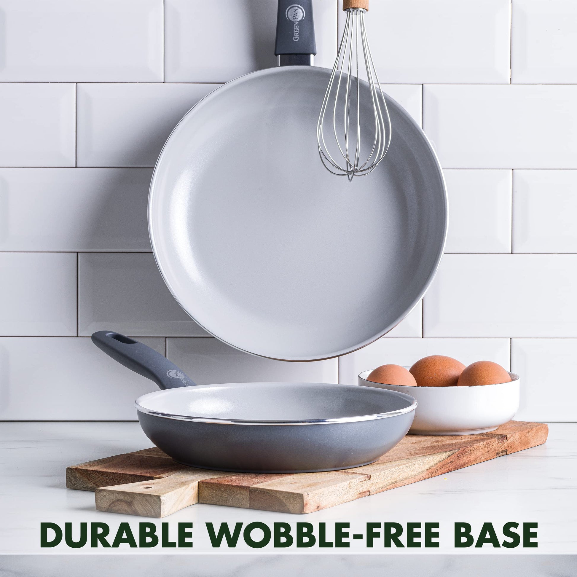 GreenPan Dover Healthy Ceramic antiadherente, juego de 10 ollas y sartenes de cocina, sin PFAS, apto para lavaplatos, mango de agarre cómodo, color gris