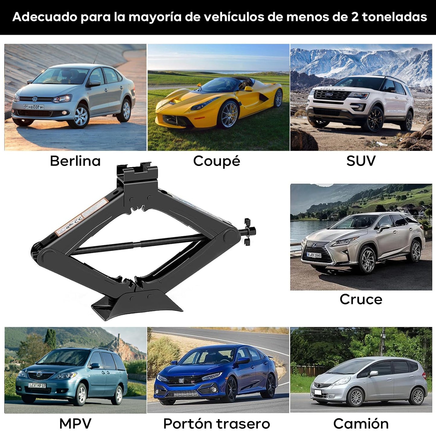Gato Hidráulico 2 Toneladas - Herramienta Profesional para Taller Mecánico, Reparación de Autos y Camiones, Kit de Herramienta para Neumático SUV,RV y MPV