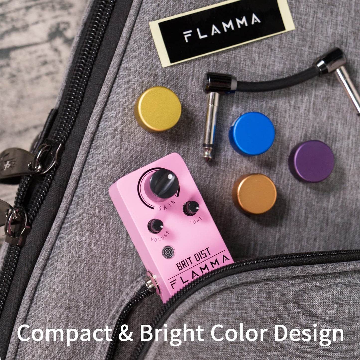 Pedal de Distorsión Flamma FC20 Alta Ganancia y Control Ajustable para Guitarra Eléctrica