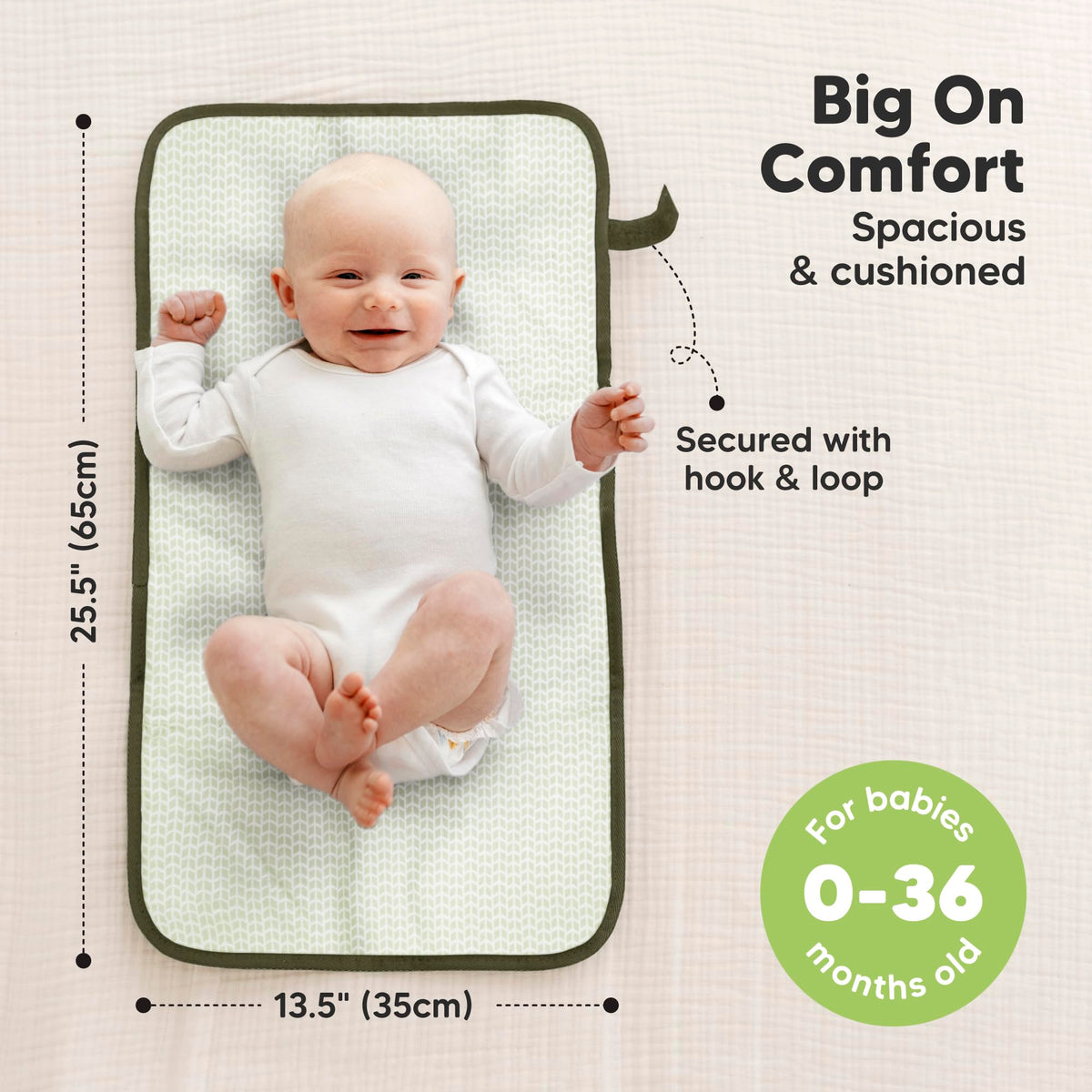 Cambiador Portátil de Pañales – Cambiador Plegable Impermeable para Bebé – Cambiador de Pañales de Viaje – Cambiador Ligero para Bebé – Lavable a Máquina (oliva Oscuro)