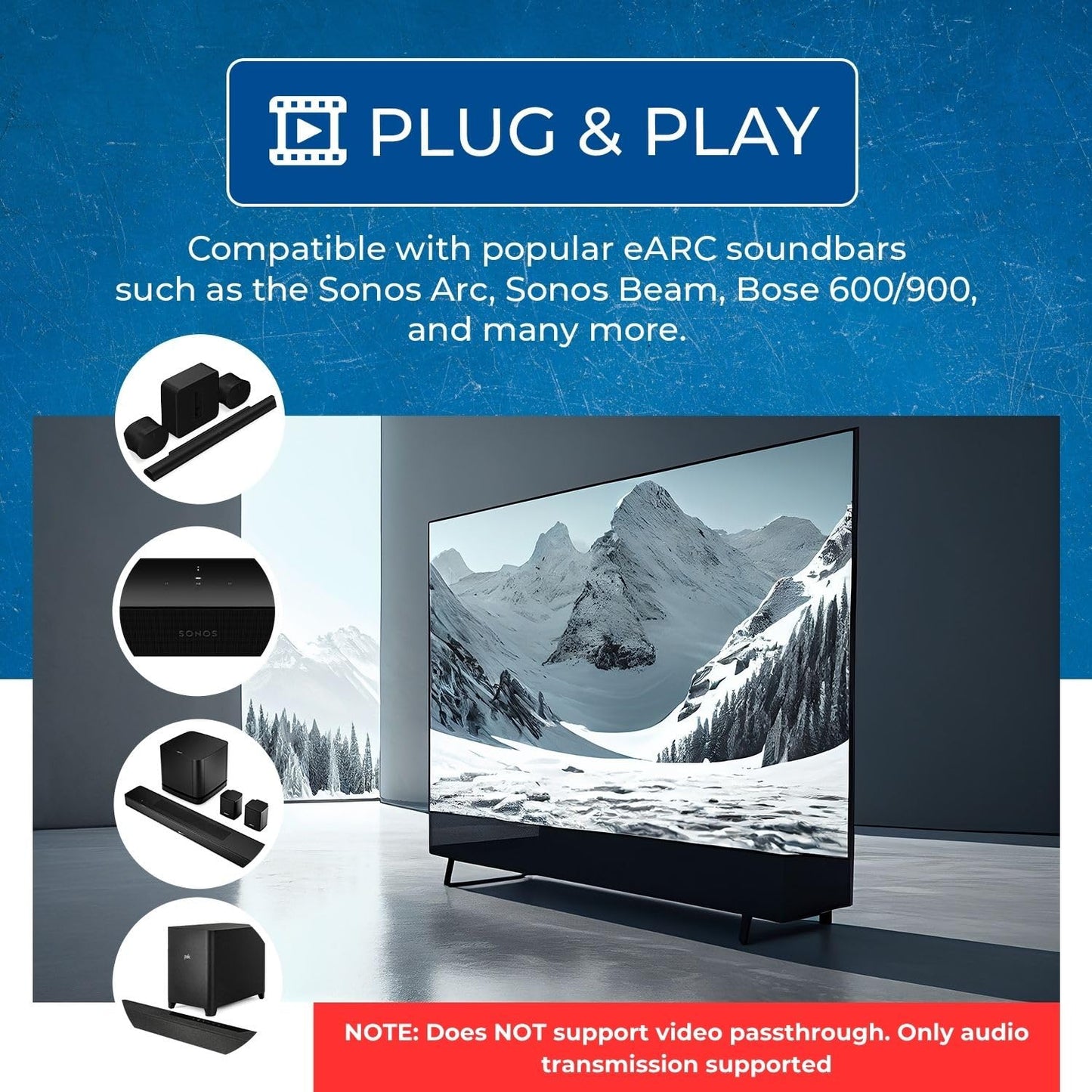 OREI eARC/ARC HDMI 2x1 Interruptor de Audio – Conecta una Barra de Sonido/Receptor AV a Dos televisores eARC, soporta Dolby Atmos, DTS:X, TrueHD, Audio de 32 Canales, conmutación automática/Manual