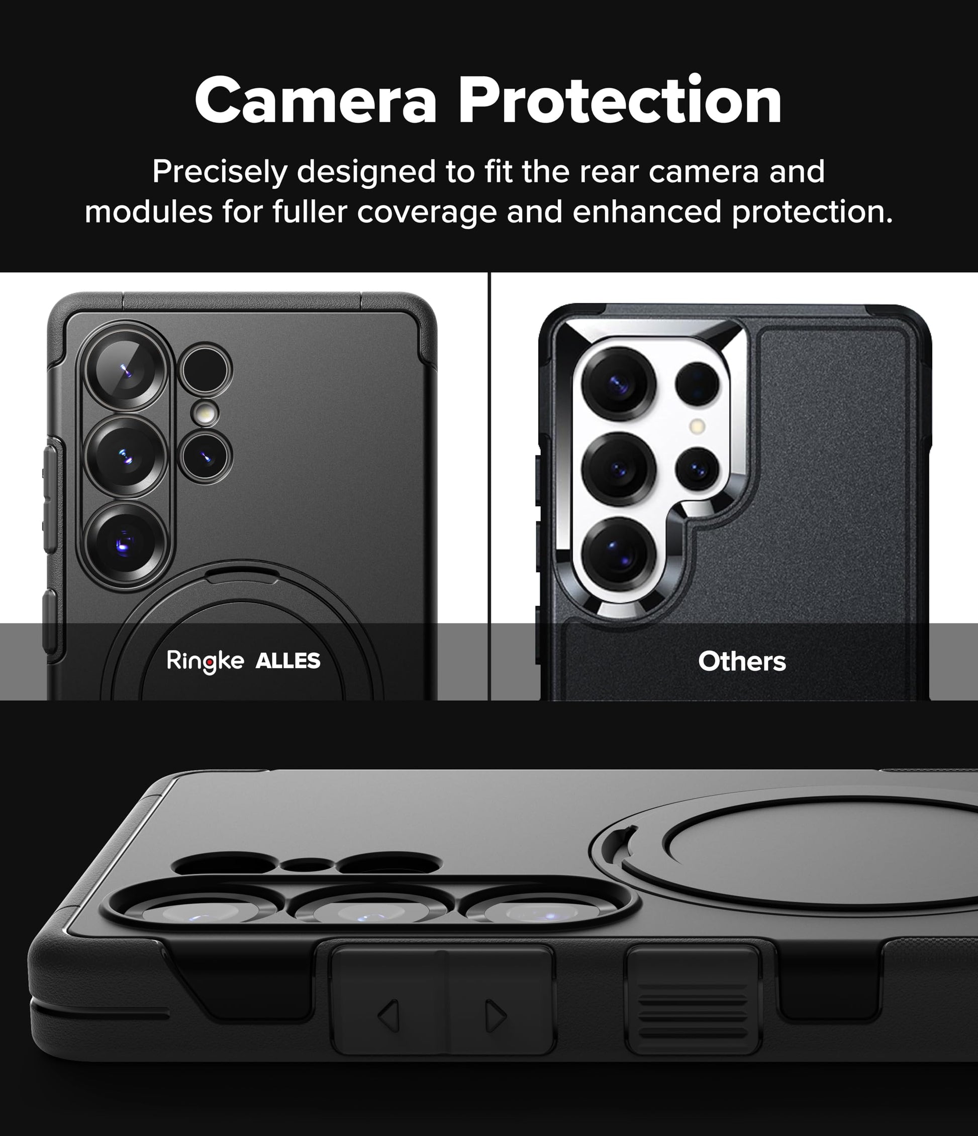 Funda Ringke Samsung Galaxy S25 Ultra Black con Soporte Magnético Ajustable y Resistente a Golpes Compatible con MagSafe para Hombre