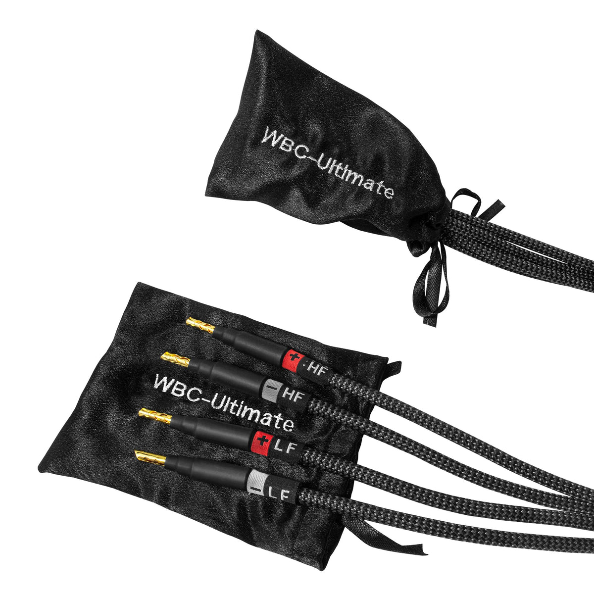 Cable de Altavoz Worlds Best Cables Negro Ultimate 12 AWG de Alta Fidelidad con Enchufes Eminence Gold Plátano y Chamarra de Tweed de Carbono